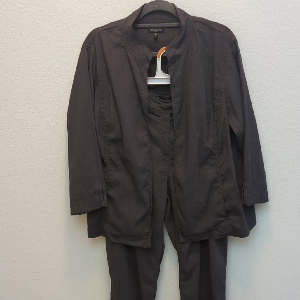 Eileen Fisher Gray Open-Front Blazer with Pants
